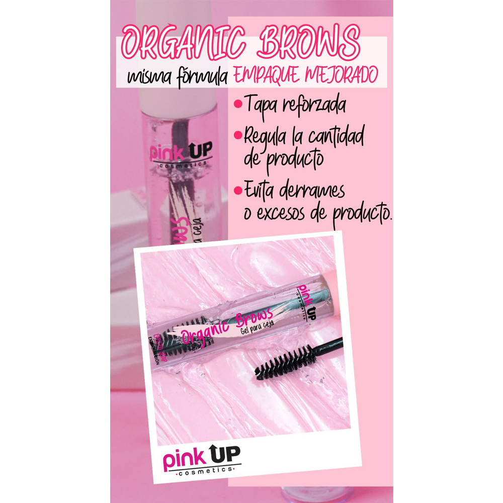 Pink Up organic Brows Gel 01, Gel Para Cejas Transparente